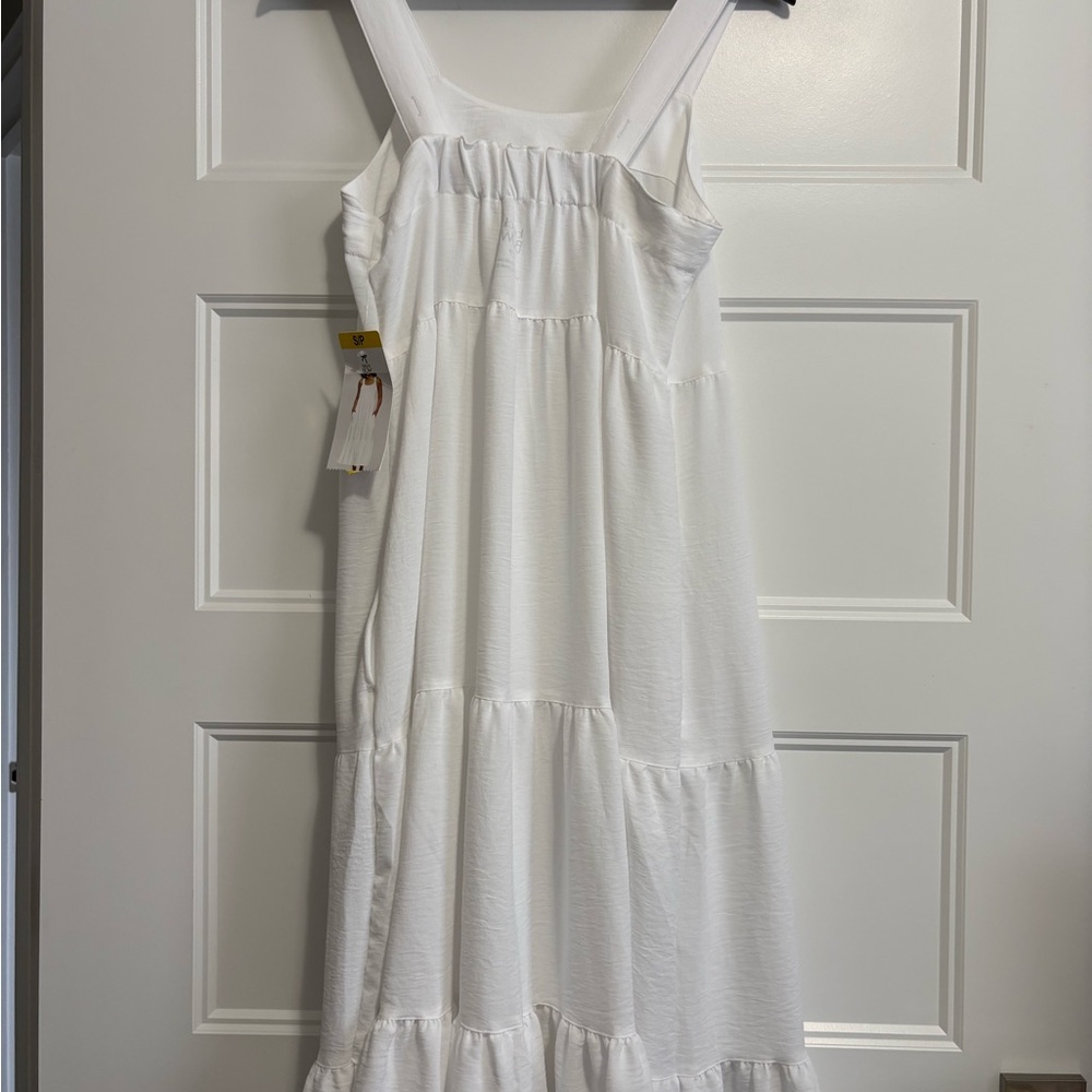 Black Bow White Tiered Maxi Dress NWT Flowy Elastic Back Resort (S) - Picture 10 of 16